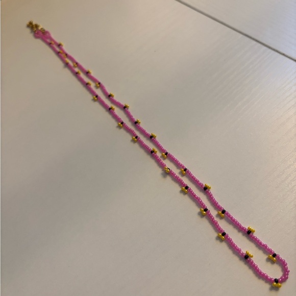 Pink and Yellow Beaded Necklace - Picture 5 of 6